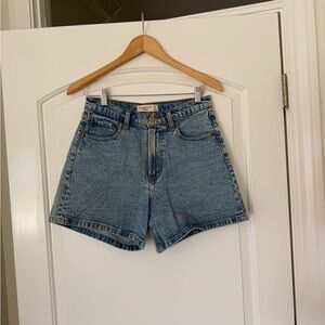 Abercrombie & Fitch High Rise “The Dad Short” Blue Denim Shorts